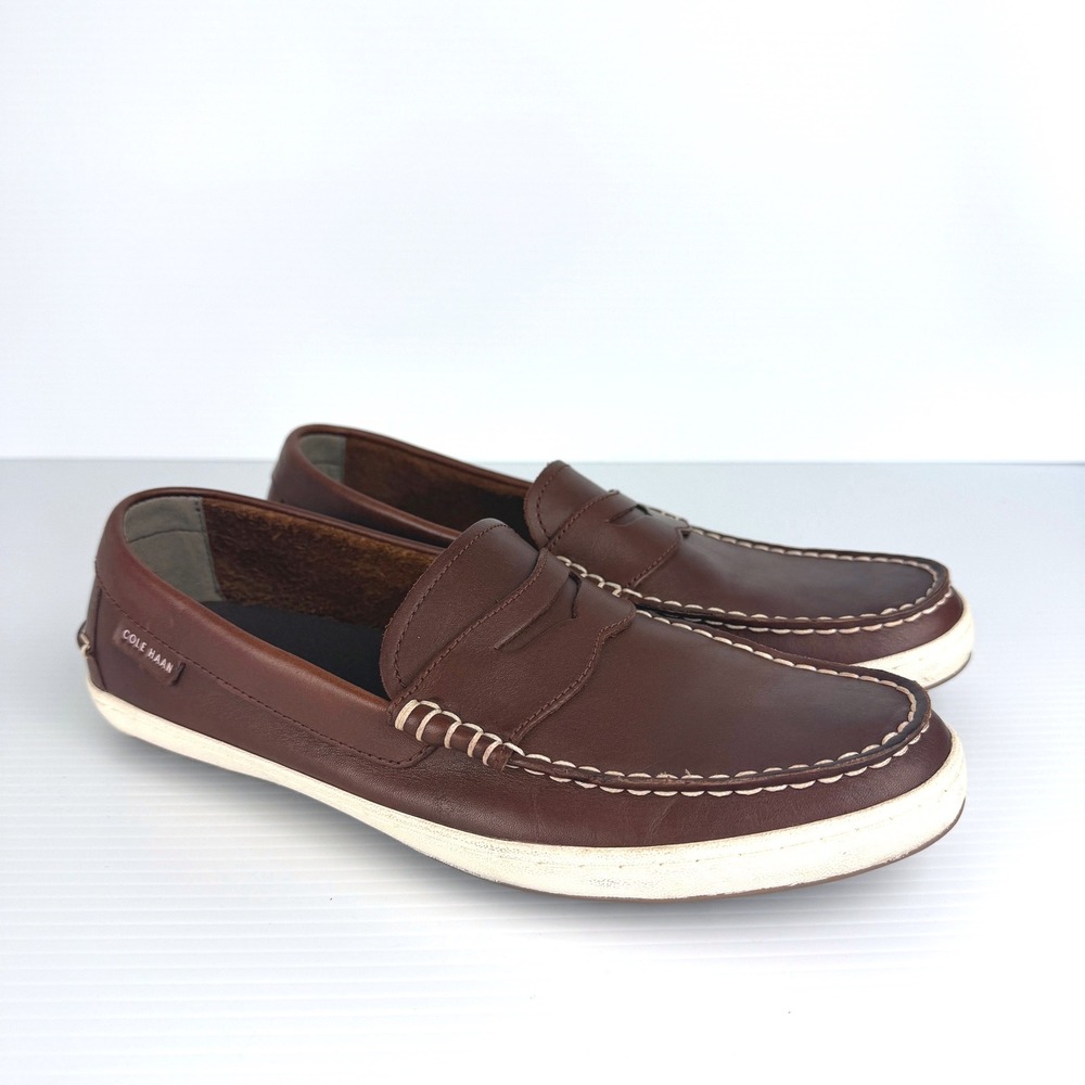 Cole Haan Mens Brown Leather ZeroGrand Penny Loafer Slip On Contrast Stitching 9